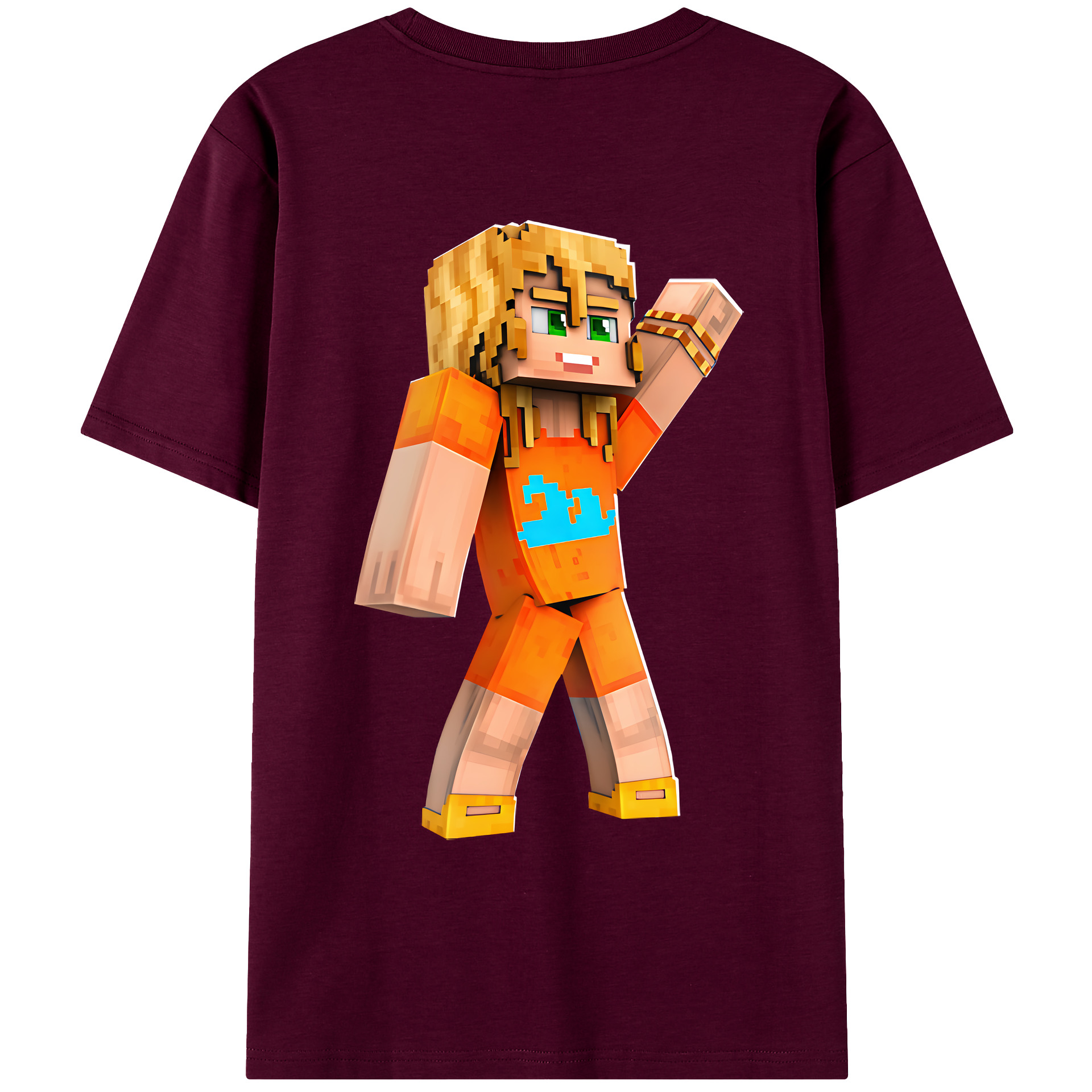 （画像用） マインクラフト ブロックの世界 Minecraft MC Block world レディース半袖Tシャツ(バックプリント)